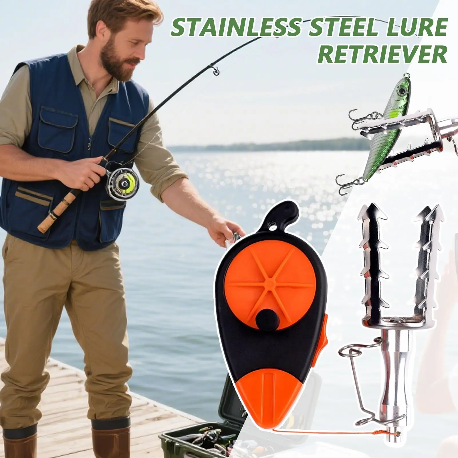 Isca de pesca saver isca falsa dispositivo de salvamento isca de aço inoxidável pinça recuperação para barco de água baixo gelo ao ar livre acampamento