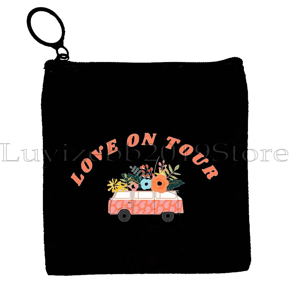 Подсолнух Love on Tour Цветочный мужской женский холщовый кошелек для монет Чехол для ключей Сумка для хранения карт Кошелек на молнии Гарри Музыкальный вентилятор Подарок