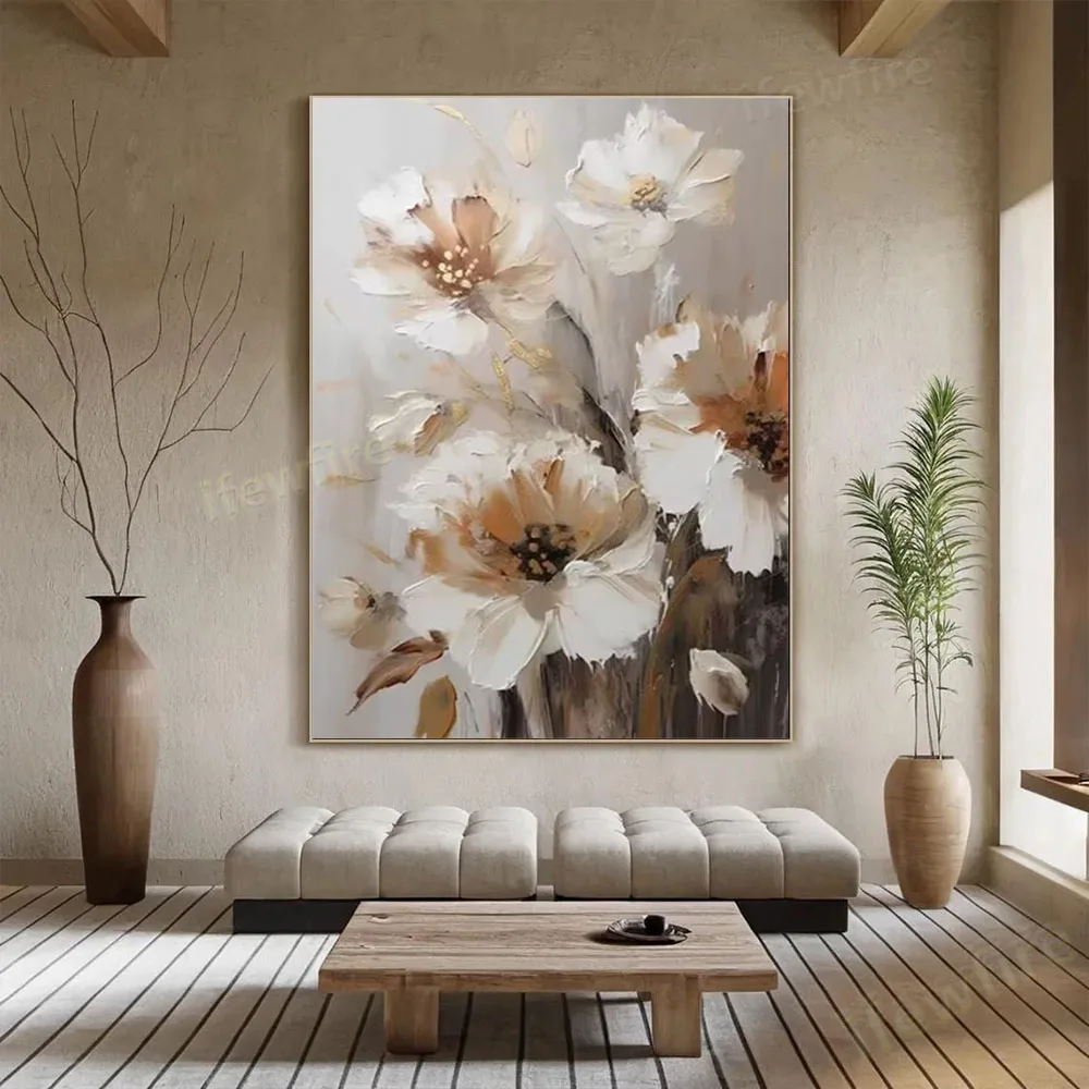 

100% hand drawn flowers abstract oil painting original wall painting home living room decoration paint interior aesthetics