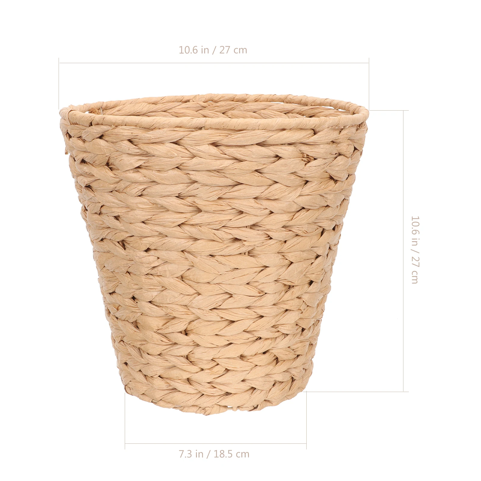 

Hyacinth Rattan Trash Can Woven Basket Garbage for Bathroom Fruit Container Office Large