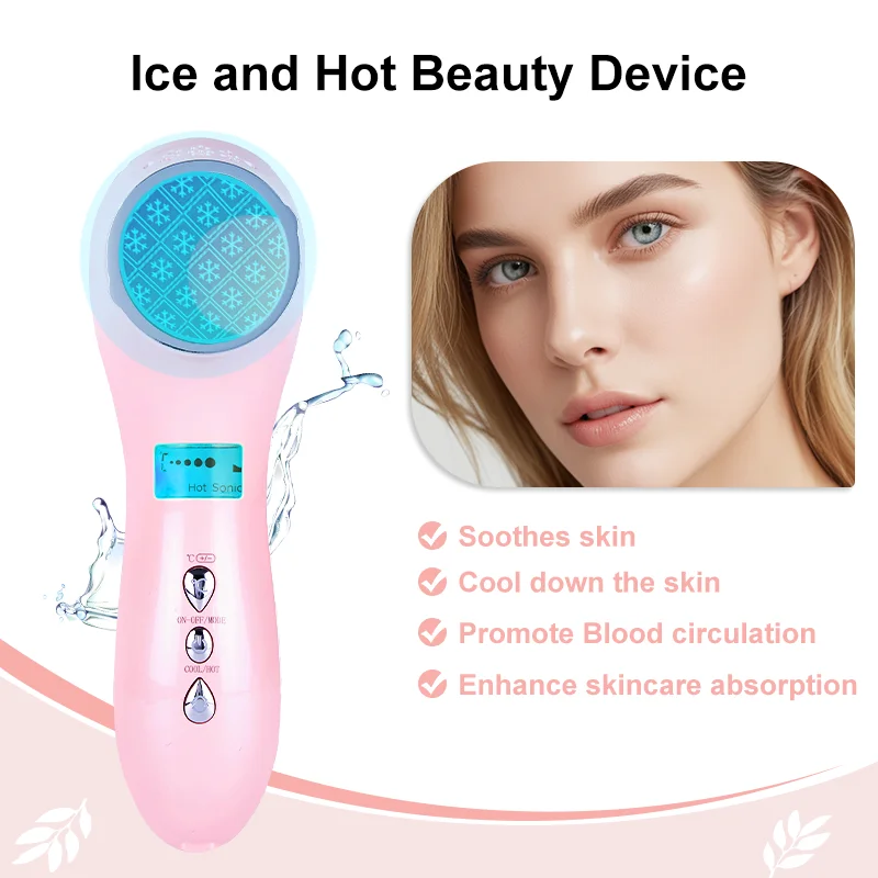 VLVEE Electric Wireless Cool and Hot Facial Beauty Device Eye Skin Care Tool Skrink Pores Face Lifting Ice Hammer For Women