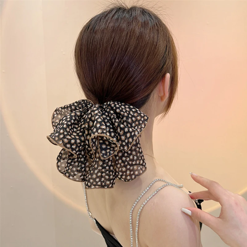 Women Fashion Hairpins cloth Ribbon Bowknot Hair Clips Elegant Girl Printed Floral Ponytail Hair Clip Headwear Hair Accessories