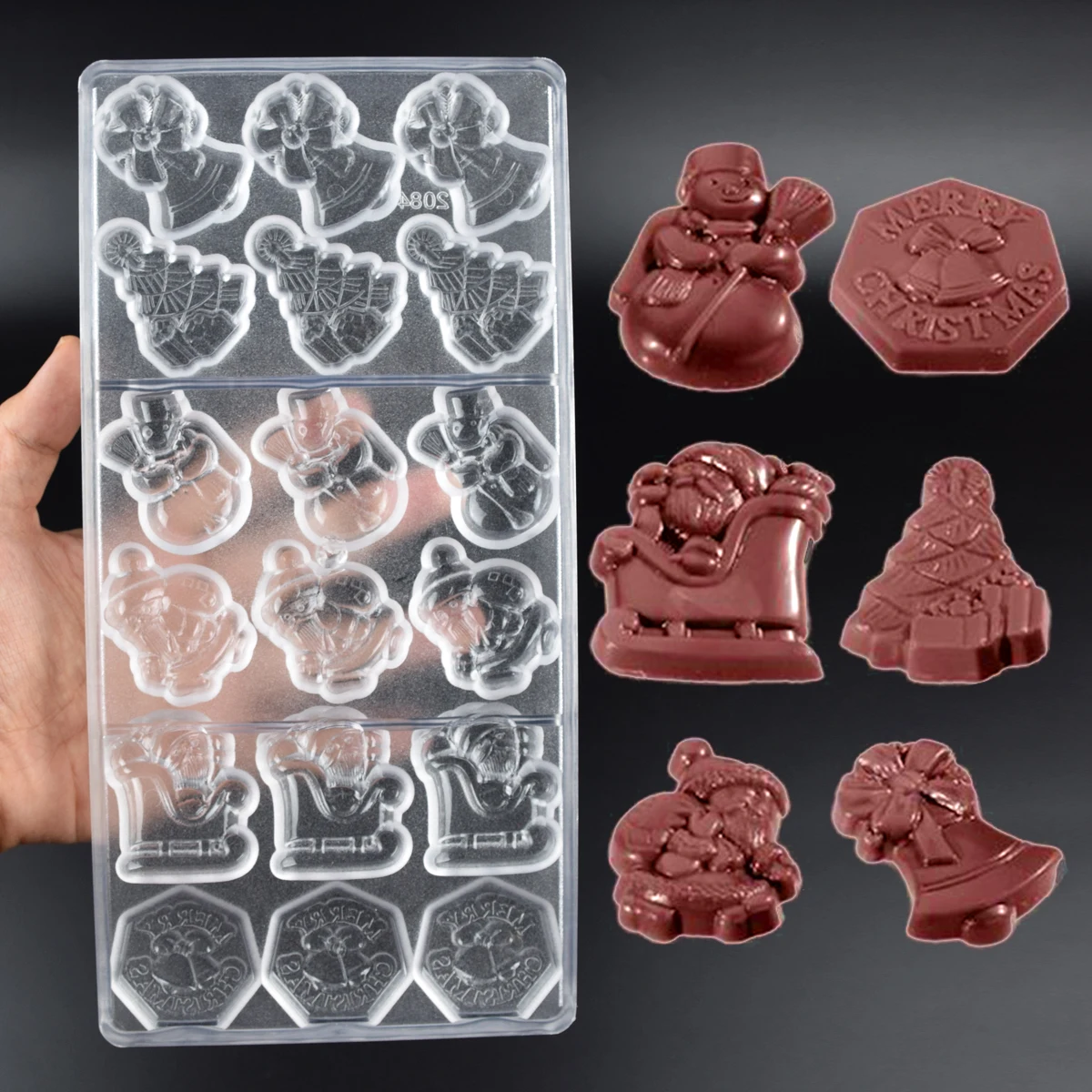 New Chocolate Mold Polycarbonate Christmas Shape Candy Bonbons Plastic Confectionery Tray Pans Baker Baking Pastry Tools