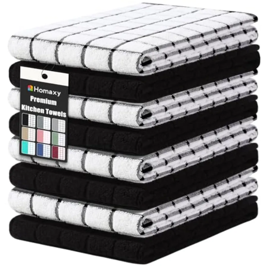 

Премиальные хлопковые кухонные полотенца 40x70 см, большие, из натурального кольцевого хлопка, 390 GSM, супервпитывающие, махровые, для рук и посуды