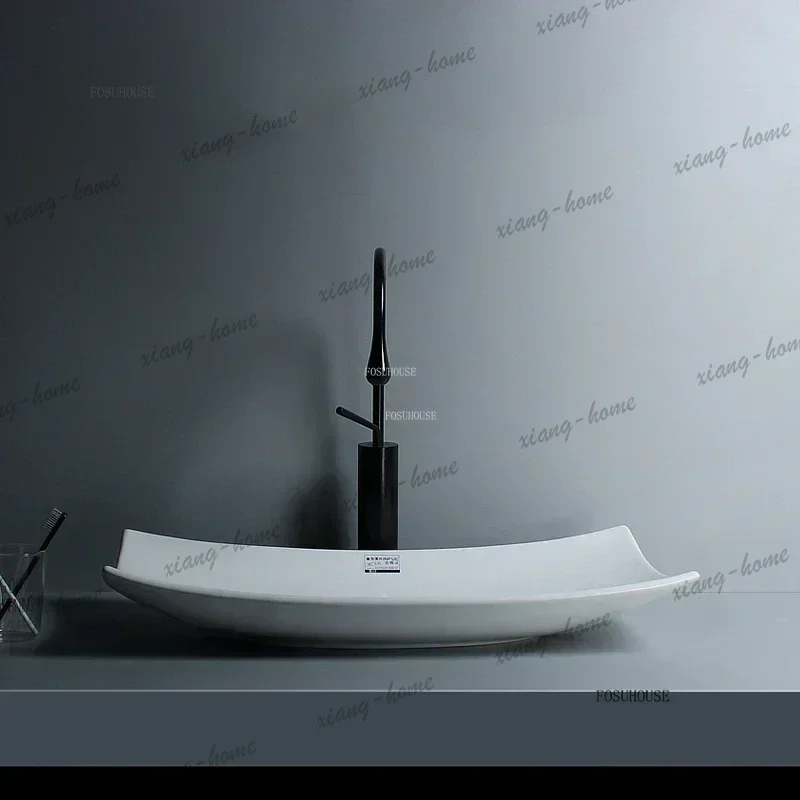Nordic Designer Bathroom Washbasins Modern Minimalist Art Ceramic Countertop Sinks Basin for Toilet Vanity Home Decor Wash Basin