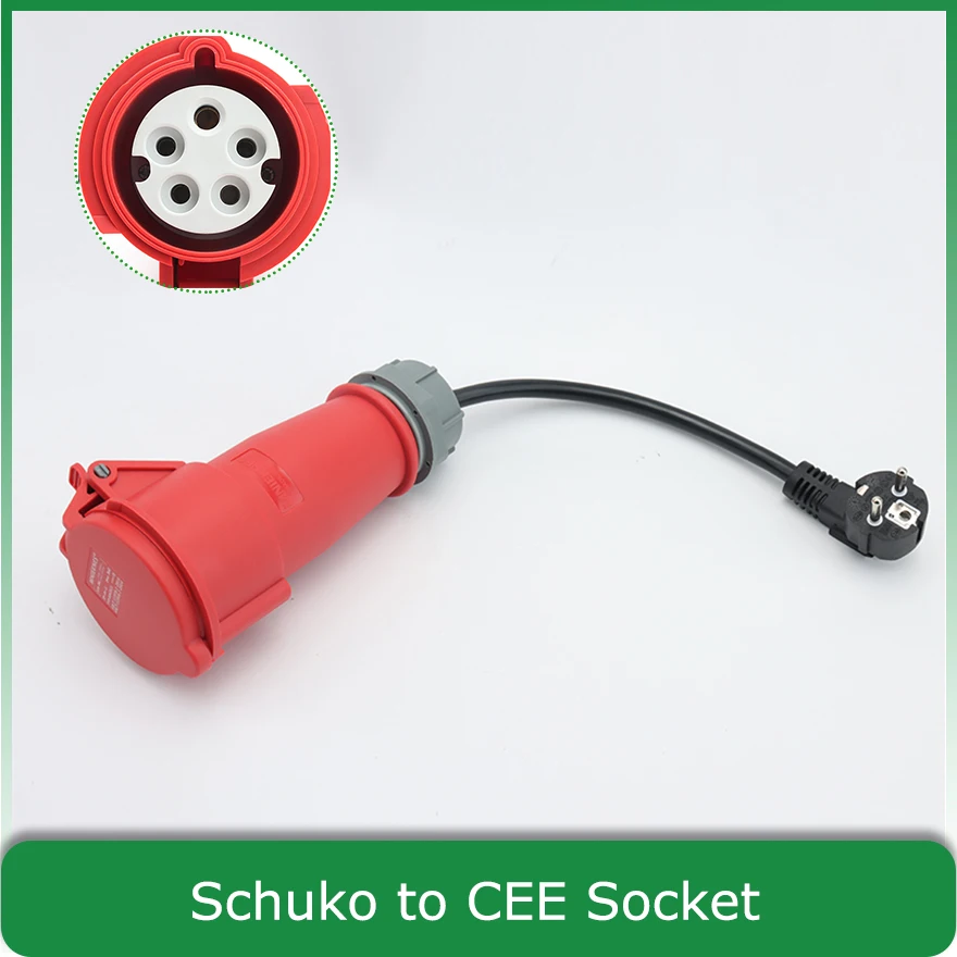 

For Protable Charger type 2 schuko to CEE Socket Electric car vehicle 32A Female 5 pins charging cable adapter connector