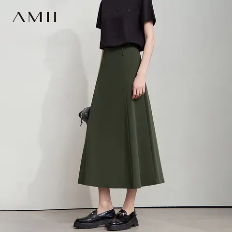 AMII Minimalist Autumn Skirts For Women 2025 Fashion Large Round Knitted Cotton Skirts Commuting Vacation Loose Skirts 12523150