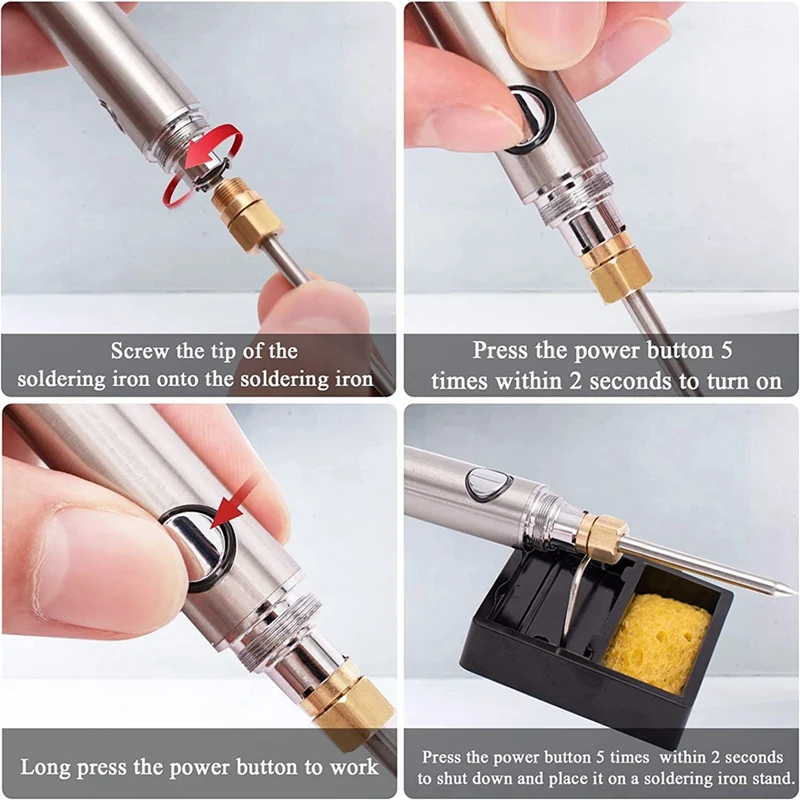 5V 15W USB Cordless Soldering Iron Kit 1100Mah USB Soldering Iron Charging Welding Repair Soldering Iron Tool