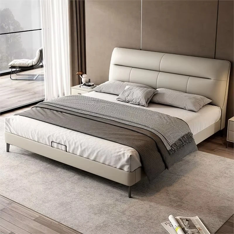 Italian Modern Minimalist Double Bed High Comfort Fabric Upholstered Bed Solid Pine Frame Large Bedroom Bed for Master Room view 3