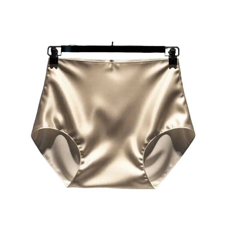 

Men Glossy Sexy Satin Ice Silk Underwears Panties Plus Size High Elasticity Woman Briefs Lingeries Bottoms