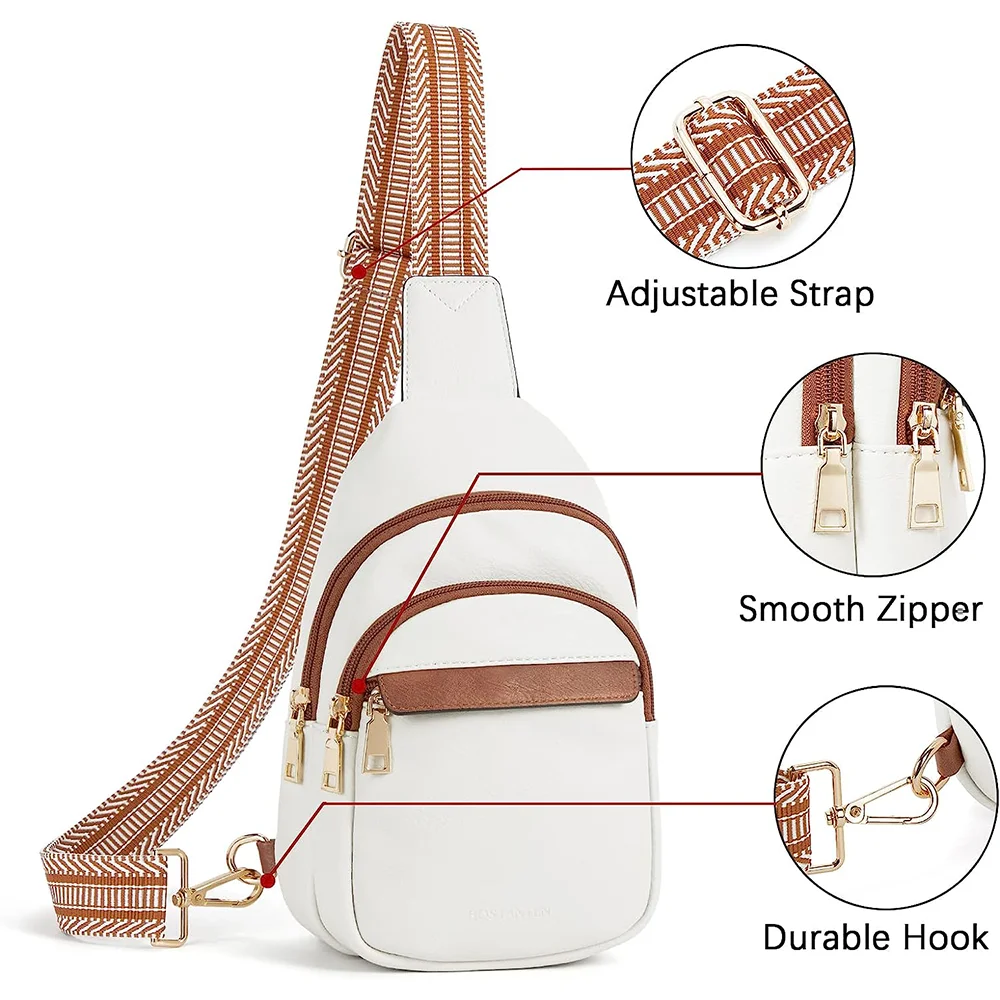 Women Chest Sling Bag Crossbody Bag Leather Shoulder Bag Large Sling Backpack Fanny Packs Chest Bag Travel Cycling sports Bag