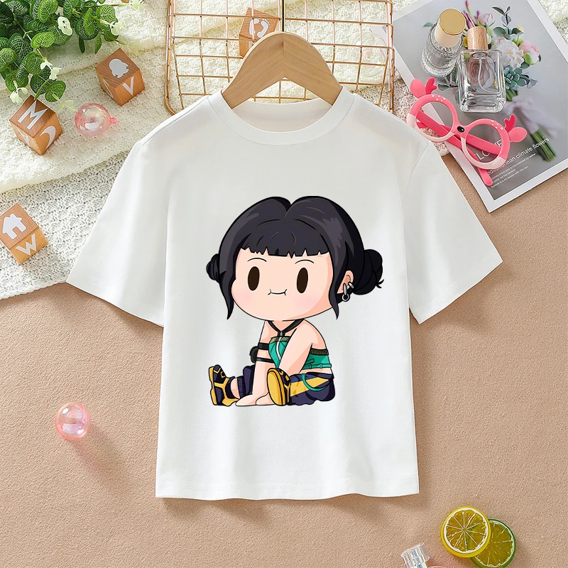 Kaus Putih K-pop Demon Hunters untuk Anak Perempuan Kaus Lengan Pendek Lucu Kartun Anime Hadiah Kaus Manis Fashion Musim Panas Anak-anak