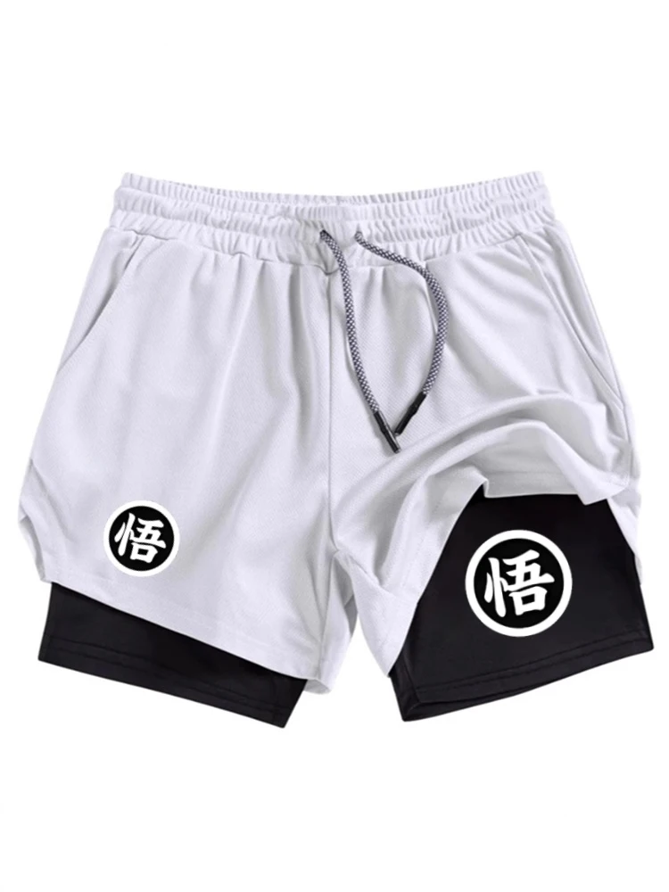 Second Dragon Ball Wukong peripheral series men's fitness training 2-in-1 sports shorts quick-drying fitness jogging double shor