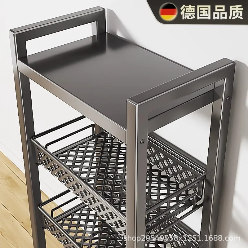 Metal Rolling Kitchen Storage Cart Multi Tier Produce Basket Organizer Four Universal Wheels Cookware Microwave Pantry Supplies