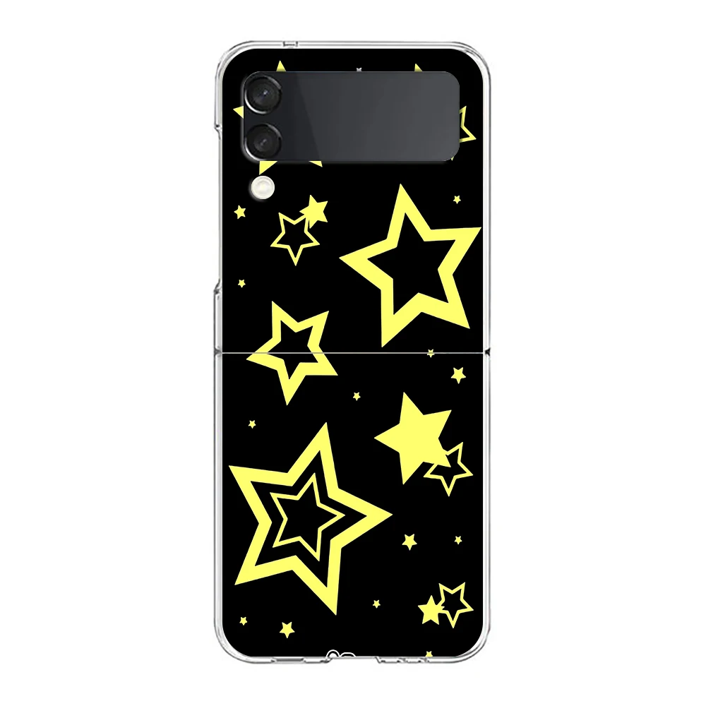 Style Stars Pattern Phone Case For Samsung Galaxy Z Flip 3 4 5 6 fold High Hard PC Shell For Galaxy Z Flip 3 5 6 Clear Cover