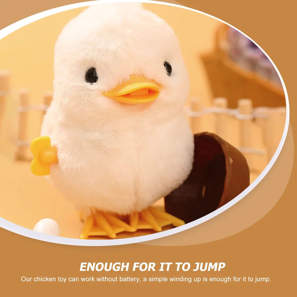 Jumping Yellow Chicken Funny Toy Shape Toys Wind-up Clockwork Compact Plush Animal Plastic for Toddlers Playful Novelty