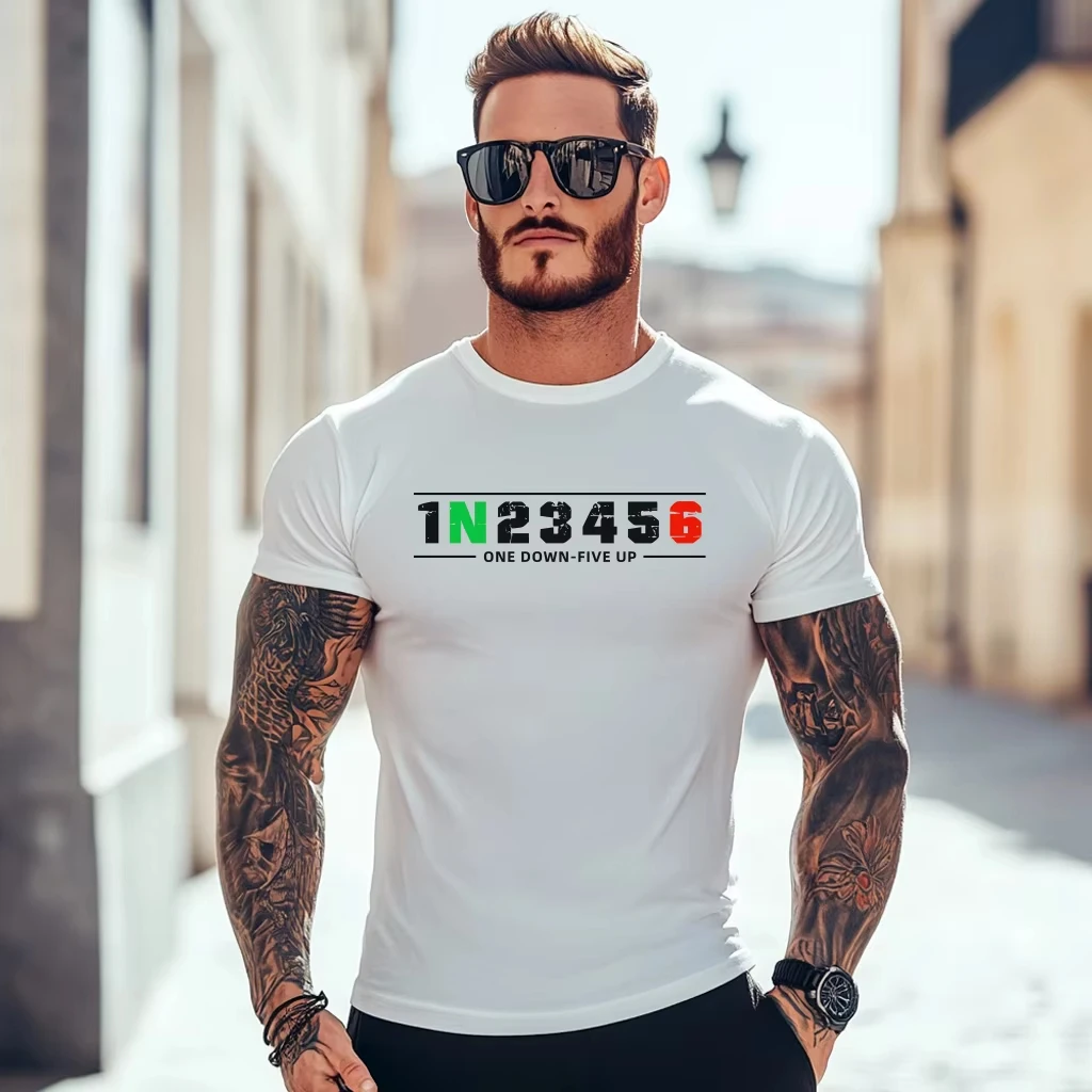 1N23456 Bike Gear T Shirt Men Women Short Sleeve Motorcycle Shift Numeral Graphic Crew Neck Cotton Biker Fan Casual Tee