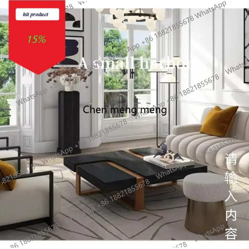 

Журнальный столик M02 в стиле ретро из массива дерева, низкий журнальный столик для гостиной, квадратный чайный столик в стиле лог-стиль