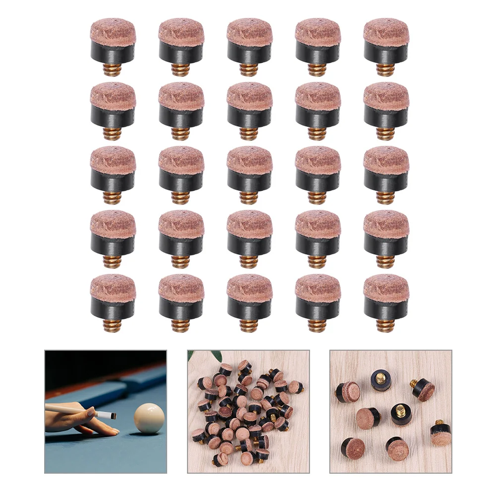 25 Pcs Pool Cue Tip Tips Replacement Kit Necessity Snooker Screw on Billiard Sticks Cues