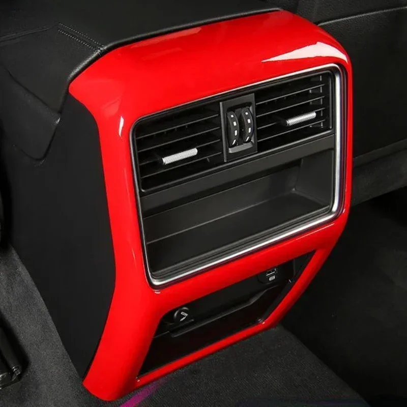 

For Porsche Macan Cayenne 2011-2022 ABS Red Car Rear Air-conditioning Outlet Decorative Frame Cover Trim Sticker Car Accessories