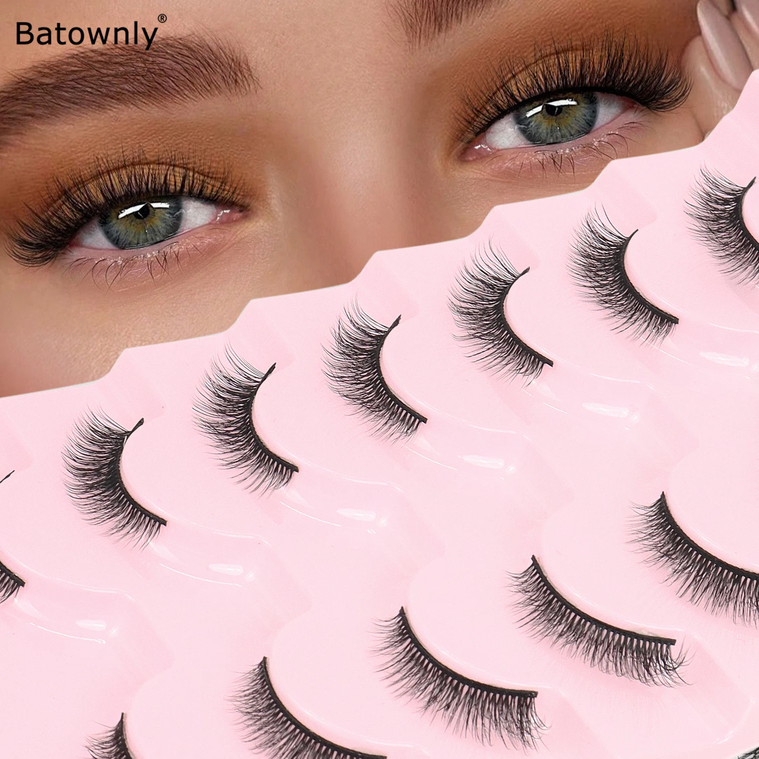 7 pares de pestañas postizas naturales rizadas, pestañas postizas ligeras, efecto natural y realista, medio pestañas