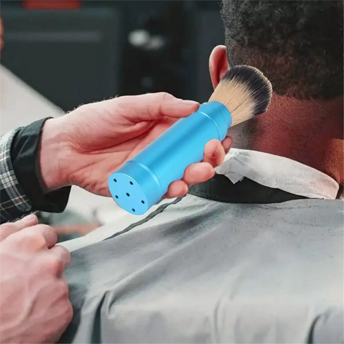 [N84R] Travel Shaving Brush, Aluminum Portable Foaming Grooming Tool for Men Shave Beard Bathroom Supplies