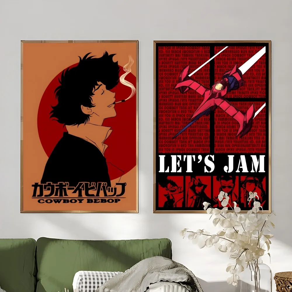 C-Cowboy B-Bebop Anime Retro Plakat Przyklejony Wall Art Drukowanie Wodoodporny Dom Salon Sypialnia Bar Estetyczny Wystrój