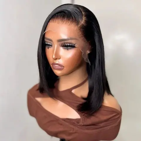 Peluca Bob de cabello humano, pelucas de encaje Frontal 13x4 para mujeres negras, pelucas frontales de encaje HD Bob, pelucas sin pegamento de cabello humano, peluca prearrancada
