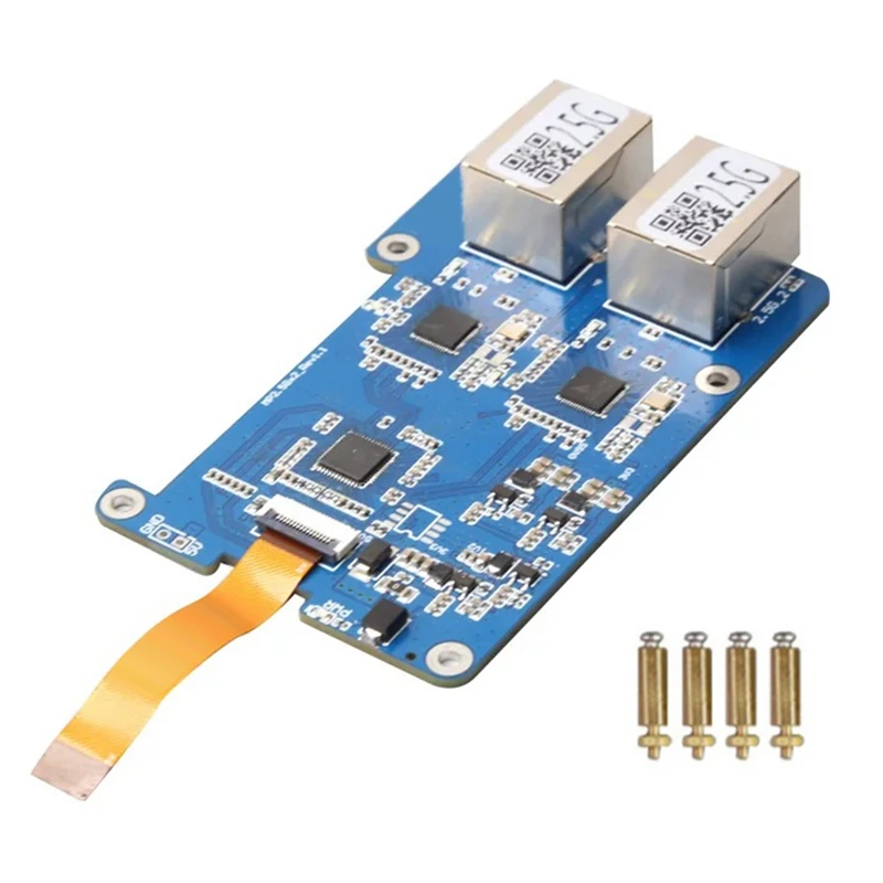 

MP2.5GD для Rasbperry Pi 5 PCIE для Dual 2.5G Ethernet HAT RTL8125 Плата расширения Синяя печатная плата Поддержка Rpi OS и Ubuntu
