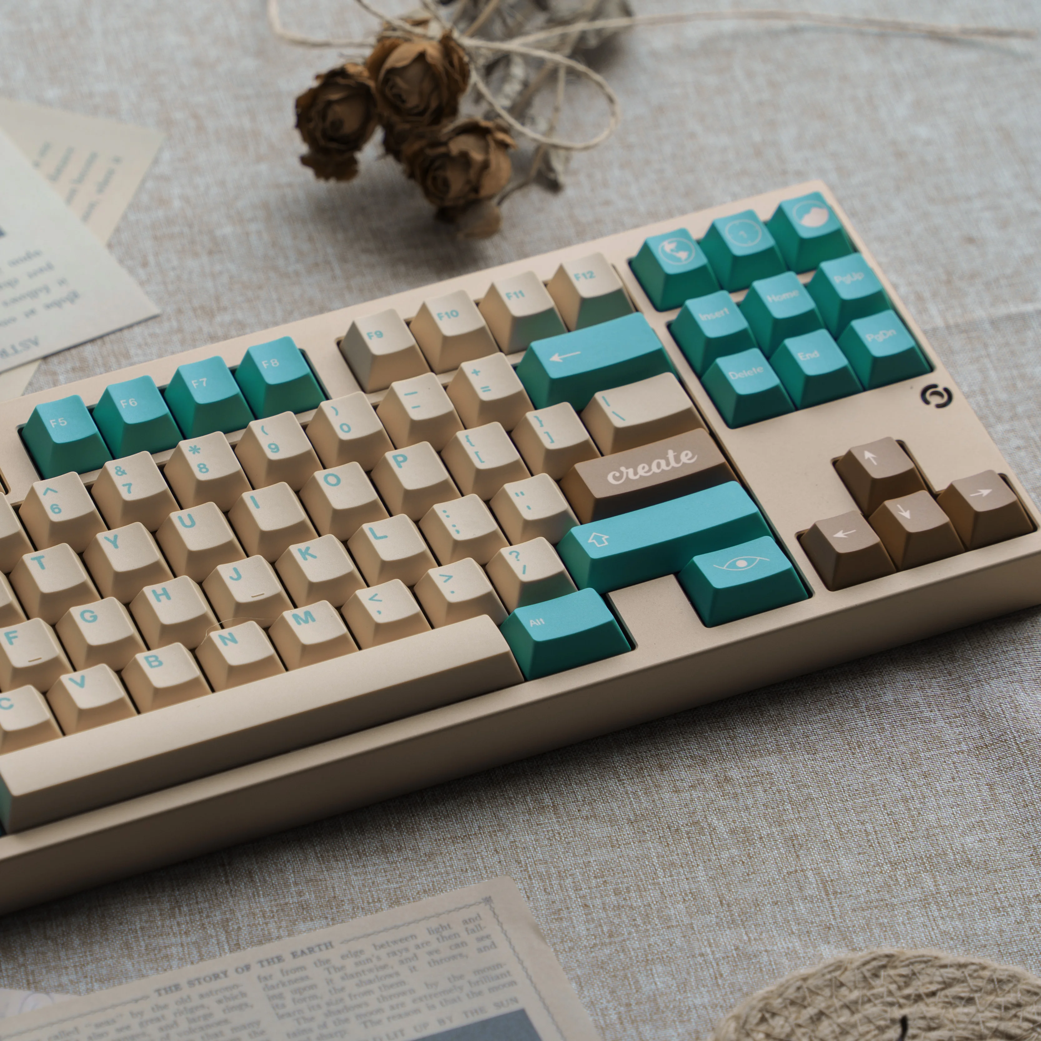 GMK Earth Tones Theme Keycaps PBT Cherry Profile Customized Keycaps Full Set of Keyboard Caps for 75/98/104 Mechanical Keyboards