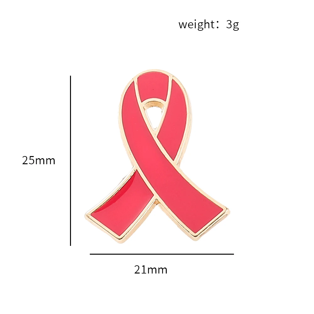 Red Ribbon Awareness Enamel Pin, Lapel Badge Brooch Charity Jewelry Gift
