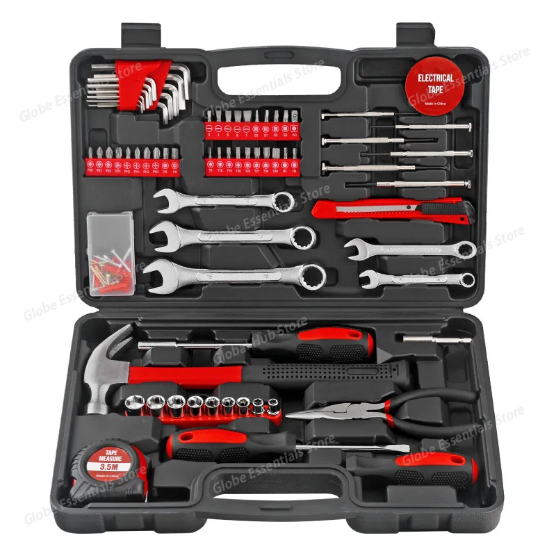 

148-Piece New Household Hardware Combination Tool Set with Open-End Wrenches & Toolbox Multi-Functional Set