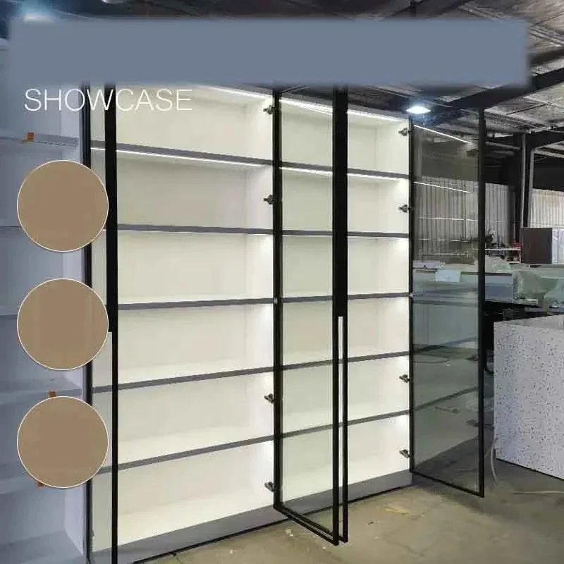 

Customize.Factory Supply Cabinet Modern Design Steady Wall Mounted Glass Display Showcase in Retail Store Shop Clothes Disp