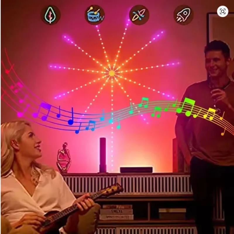 2026 Firework LED Strip Light Bluetooth APP Control USB 5V Neon Strip Christmas Party Decoration Music Sync Bedroom Decor Light