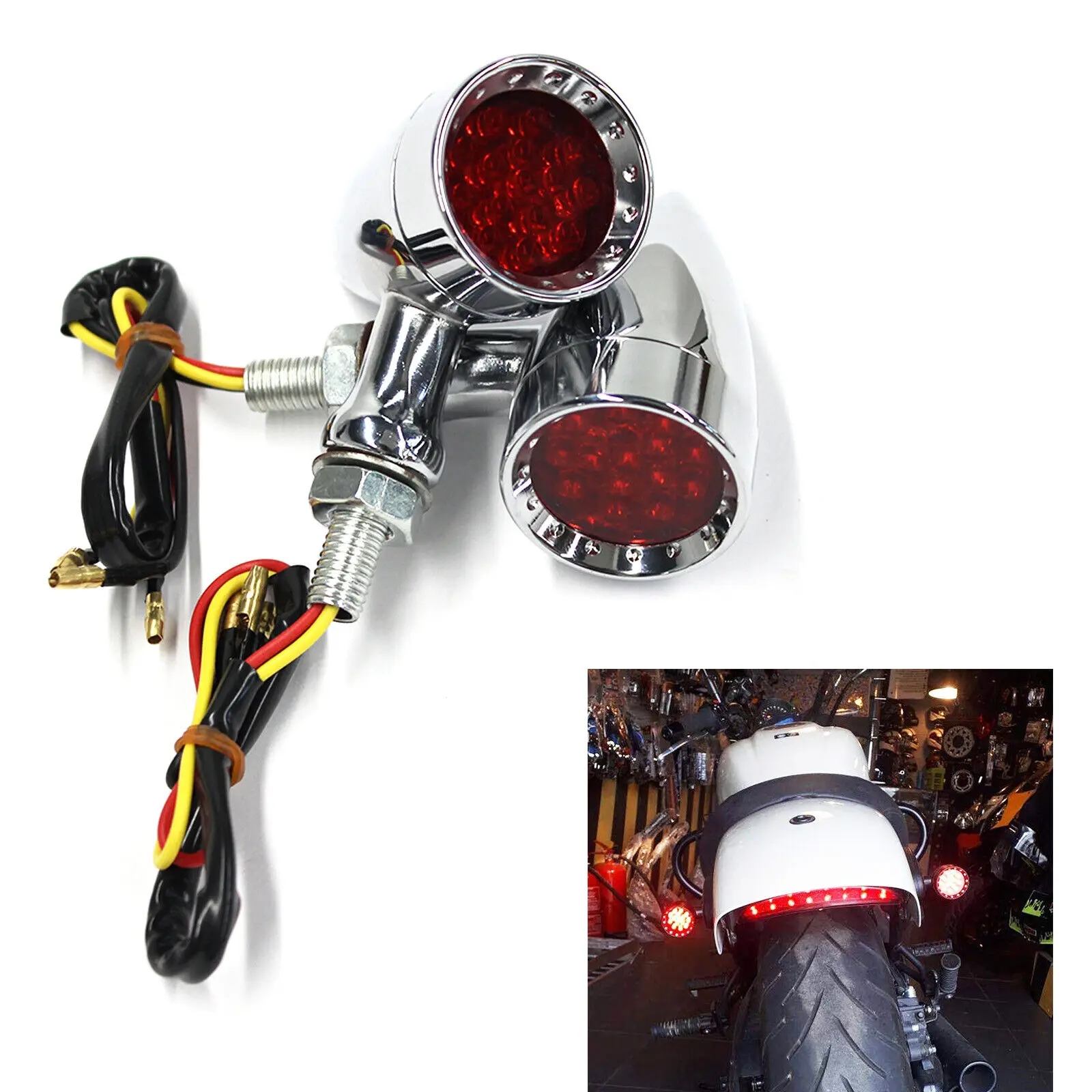 Chrome Motorcycle LED Bullet Turn Signal Brake Blinker Lights For Harley Davidson XL Sportster 1200 883 Iron