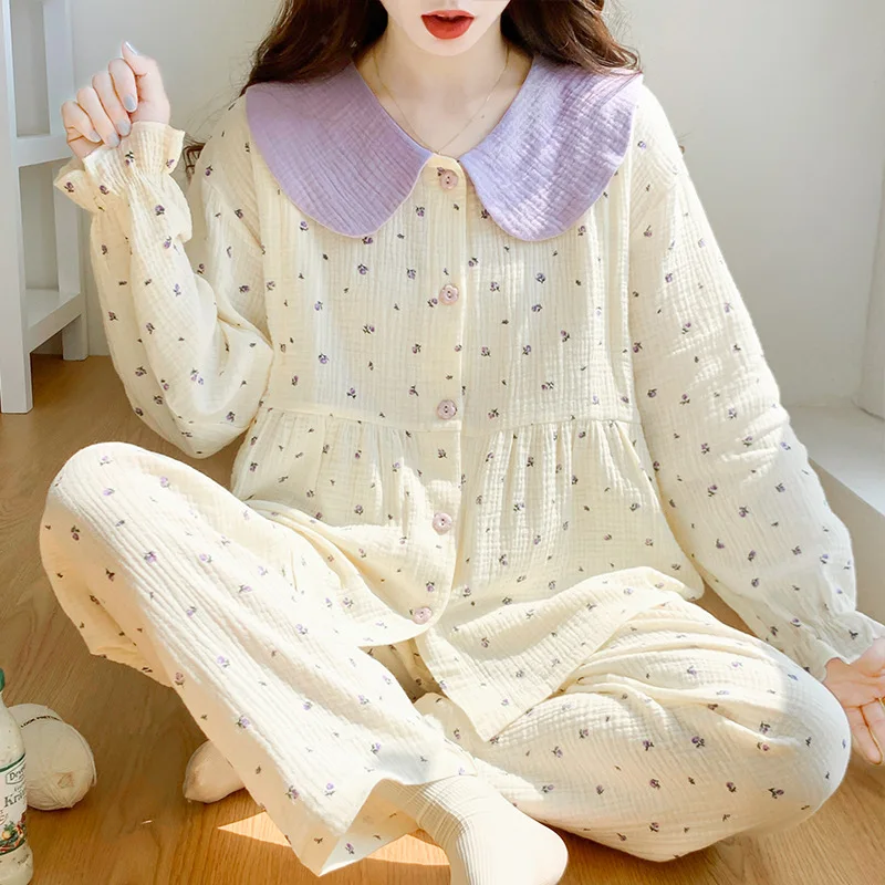 Long Sleeve Maternity Pajamas Cotton Nursing Sleepwear Sweat Uptake Breathable Maternity Long Sleeve Long Summer Tops Pregnancy