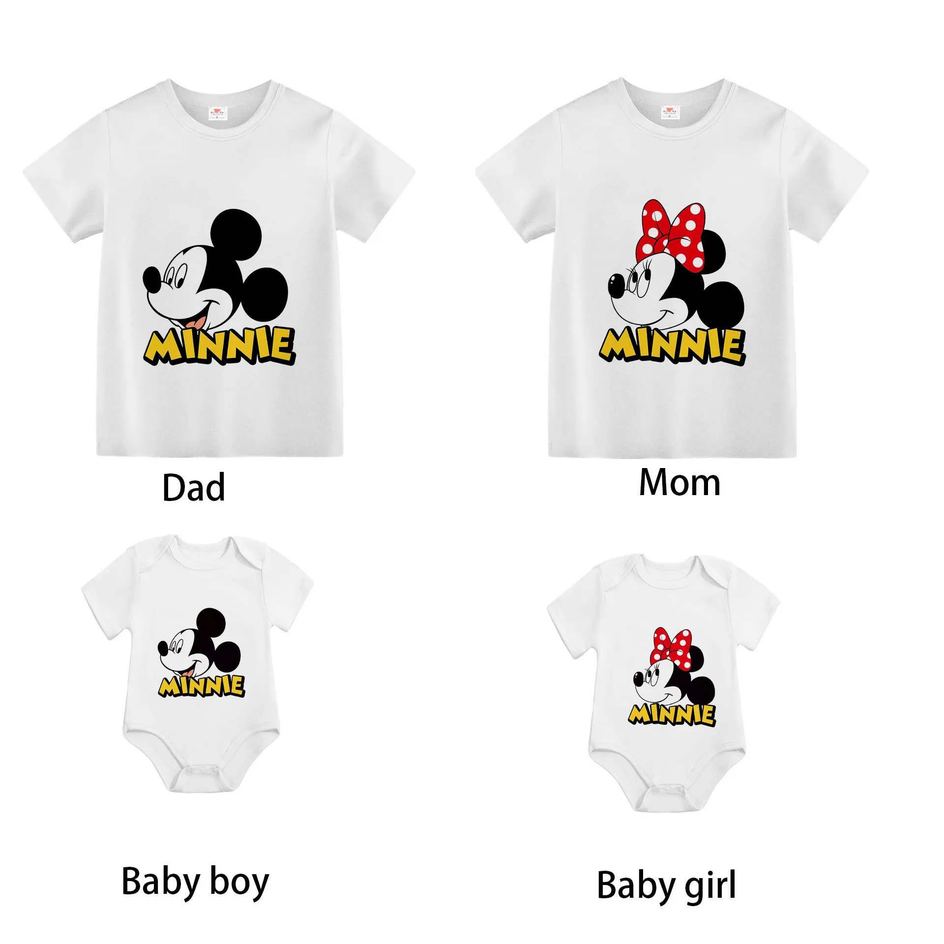 

2025 Disney Trip Mickey Minnie Mouse Family Matching Shirts Cotton Dad Mom Bro Sis Kids T Shirt Baby Rompers Matching Clothes