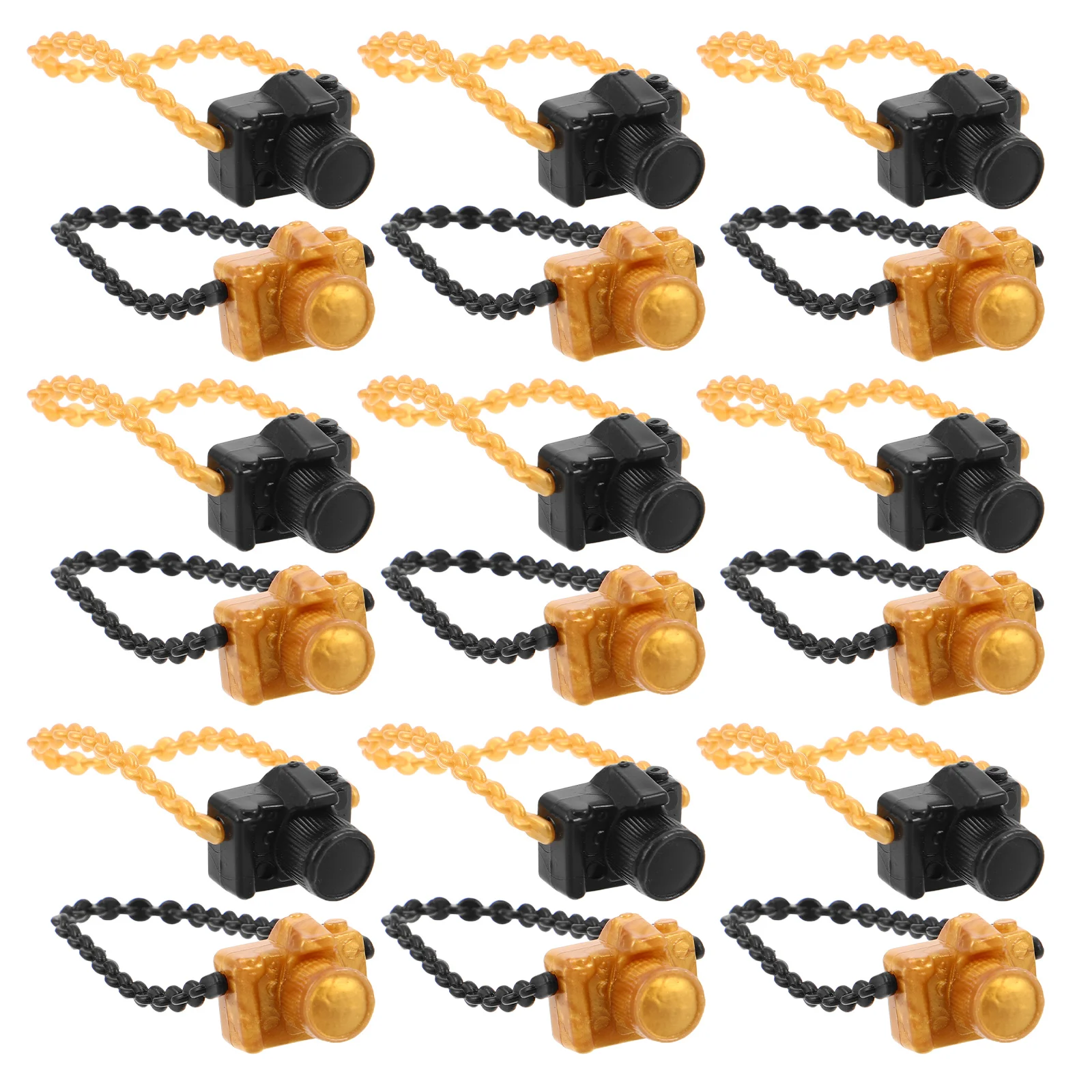 

60pcs Miniature Fake Camera Prop Vintage Chain Necklace Dollhouse Accessories Photography Pretend Charm Room Decor Mini