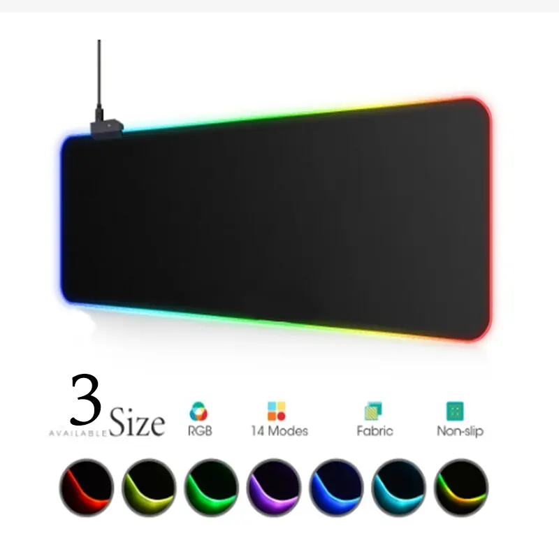 14 Kinds SwitchingLED Light Mousepad RGB Keyboard Cover Desk-mat Colorful Surface Mouse Pad Waterproof Multi-size Computer Gamer