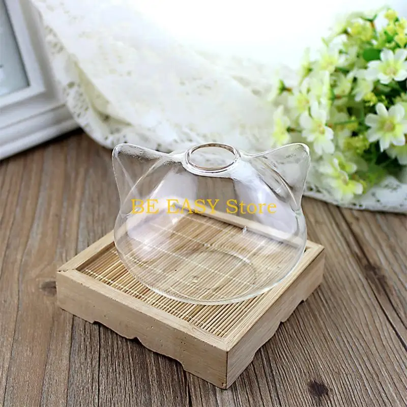 E28F Cute Cats for Head Shape Clear Glass Vase Bottle Flower Bottle Plants Bottle Glass Material for Home Plant Flower Dec