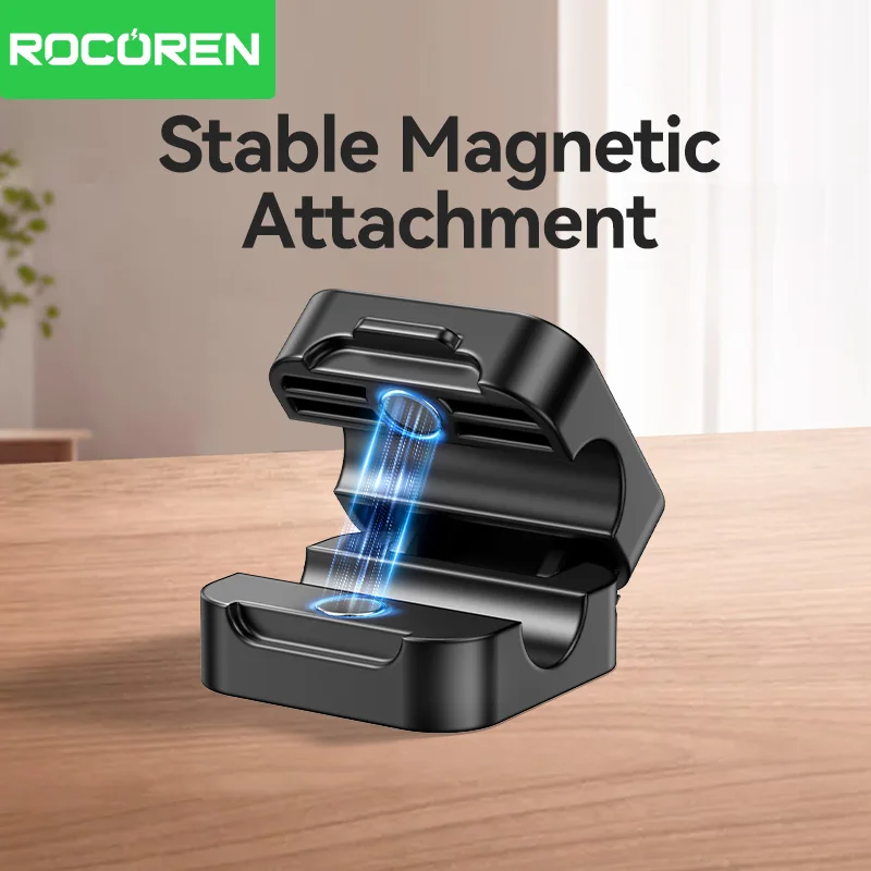 Rocoren Magnetic Cable Clips Adjustable Organizer Holder Cable Under Desk Cable Management Wire Keeper Desktop Cable Protector