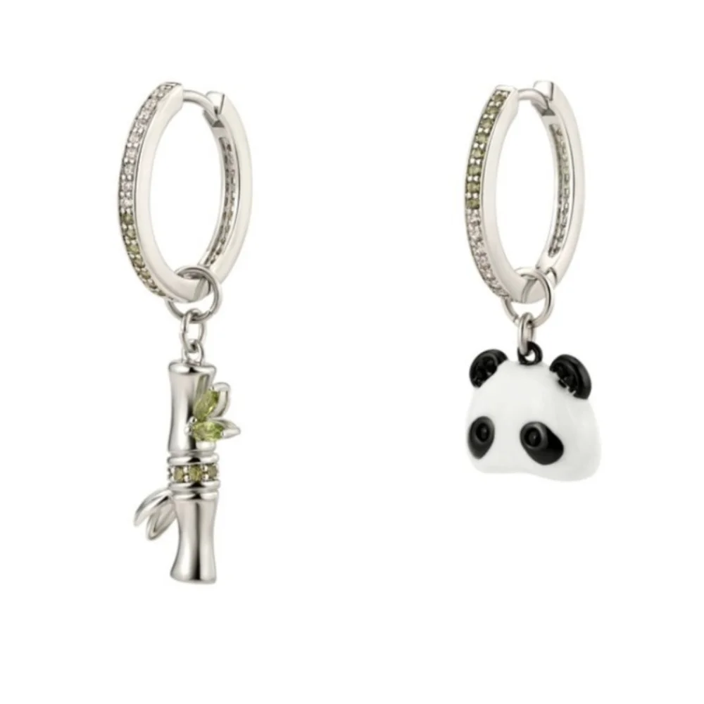 

Stylish Asymmetrical Panda Earrings 925 Silver Designs Beautiful Earring for Women