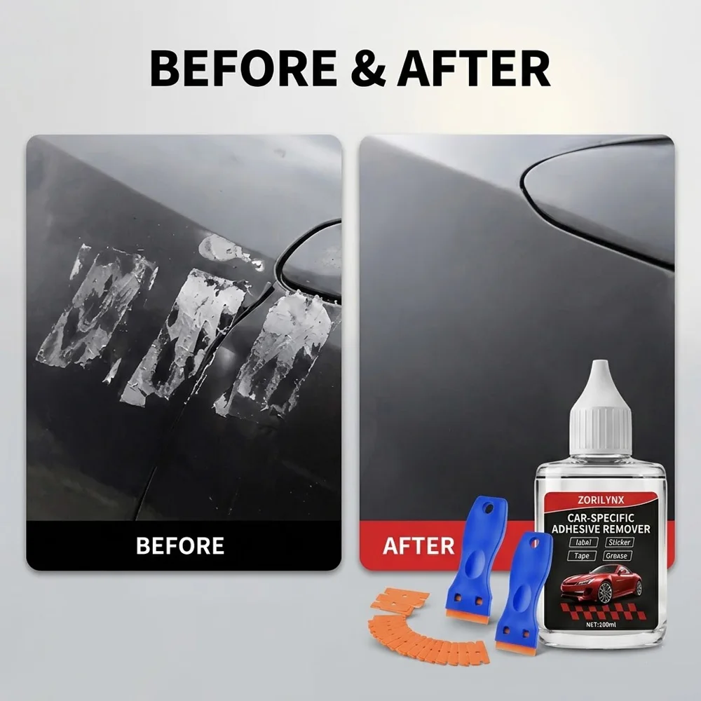 50ml Automotive Adhesive & Decal Remover — Professional Sticker Residue Cleaner (Includes Scraper Tool Kit) — ZORILYNX Pro