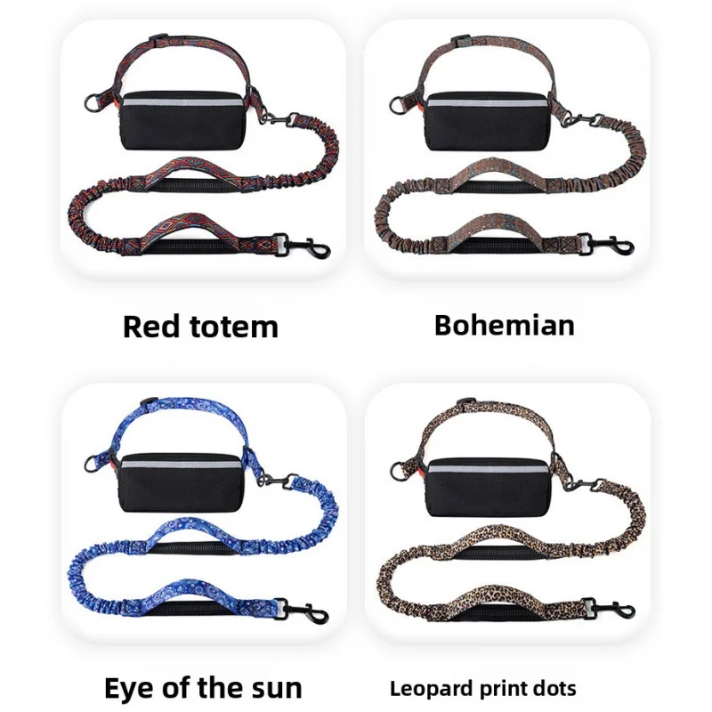 

Hands Free Dog Leash with Zipper Pouch, Dual Padded Handles and Durable Bungee for Walking, Jogging and Running Your Dog