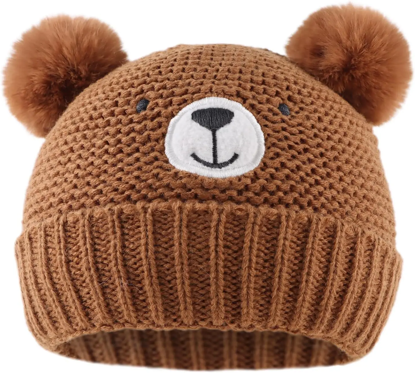 JANGANNSA Cute Bear Baby Beanie Pompom Baby Boys Hat Infant Toddler Winter Knitted Beanies for Girls