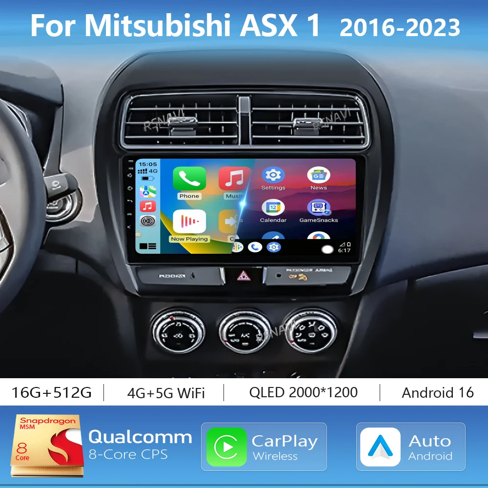 Android 16 Carplay Auto 2K Bildschirm Autoradio Multimedia-Player für Mitsubishi ASX 1 2016 - 2023 Autoradio Stereo 2din Head Unit