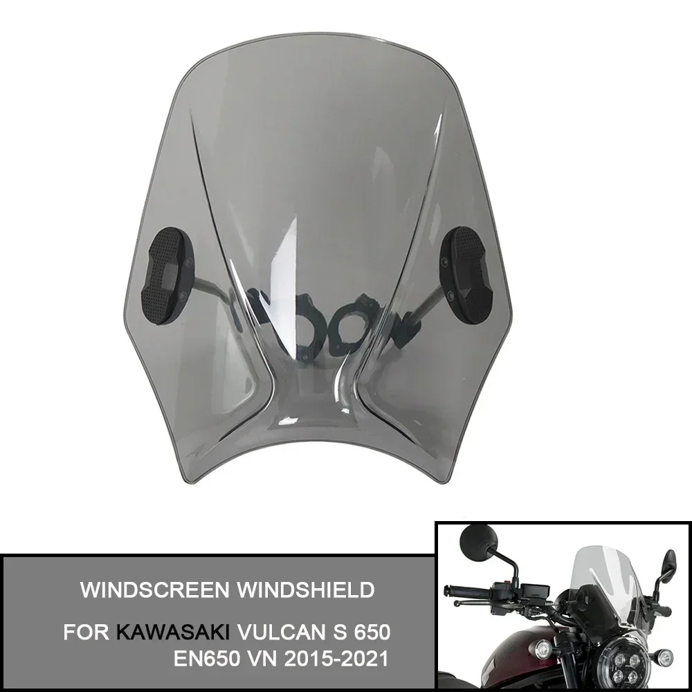 Motorcycle Windshield Round Headlight Street Bikes Universal For Kawasaki Vulcan S 650 EN650 VN 2015-2021 Windscreen Windshield