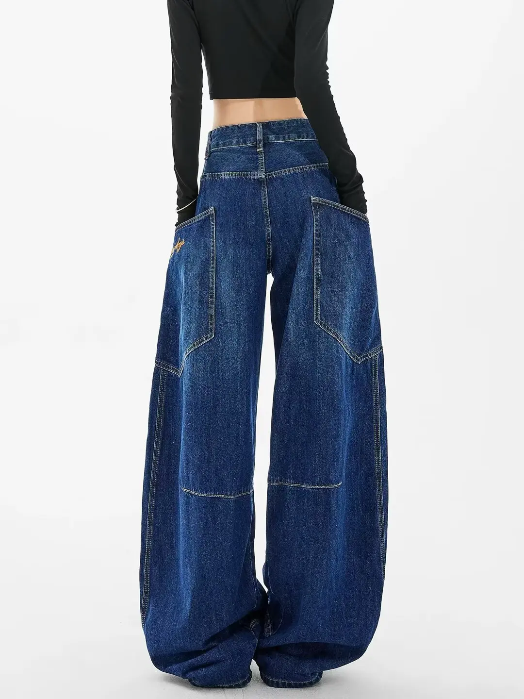 Vintage y2k denim calças compridas mulheres jeans calças de perna larga fino ajuste cintura alta calças retas streetwear casual splice jeans