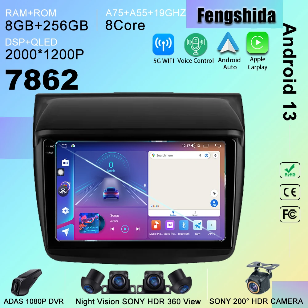 

7862 ЦП Android 13 автомобильный DVD-радио для Mitsubishi Pajero Sport 2 L200 Triton 2008 - 2016 стерео головное устройство мультимедийный плеер Wifi