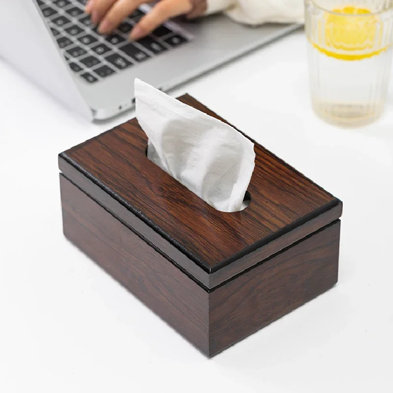 Magnetic Solid Wood Tissue Box Walnut Desktop Paper Box Storage Napkins Boxed Jewelry Home Living Room Decoration Accessories